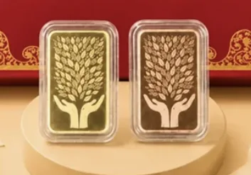 Leaf-in-Hand Dual-Tone Silver Bars