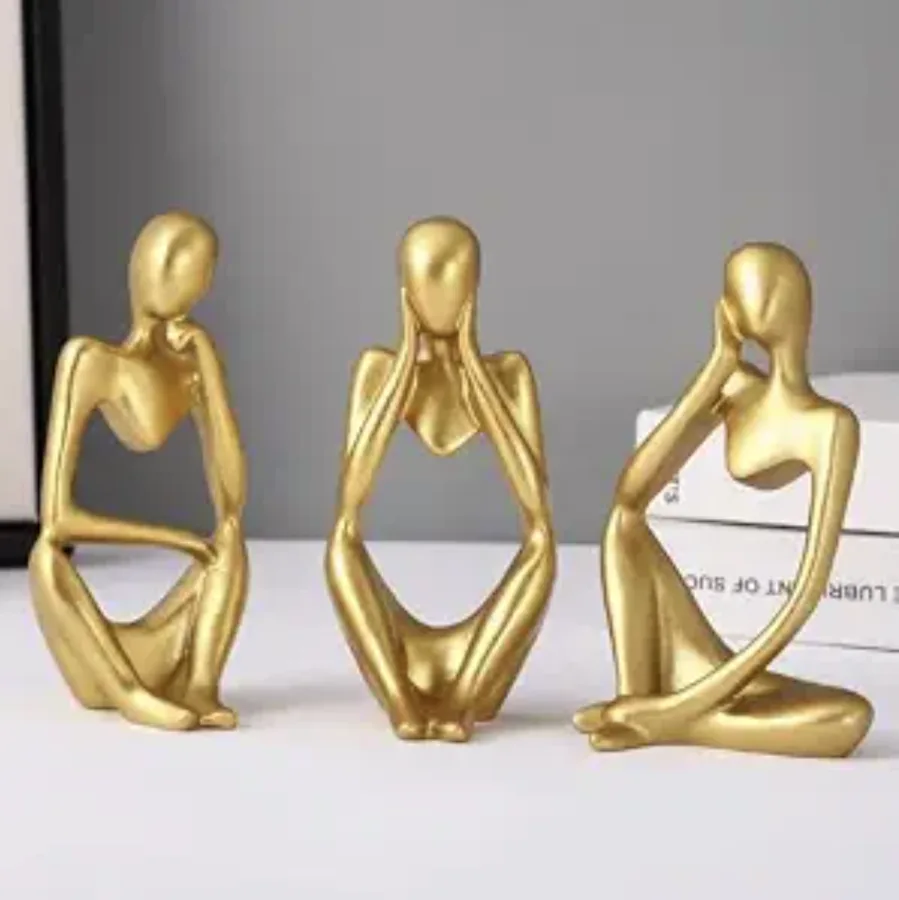 Golden Thinker Sculpture Set