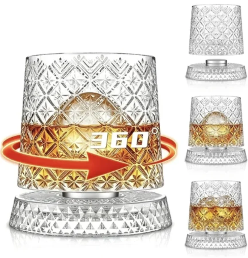 Spinning Glass with Crystal Coaster