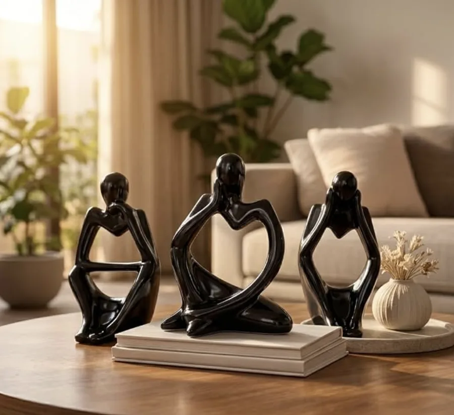 Black Thinker Sculpture Set