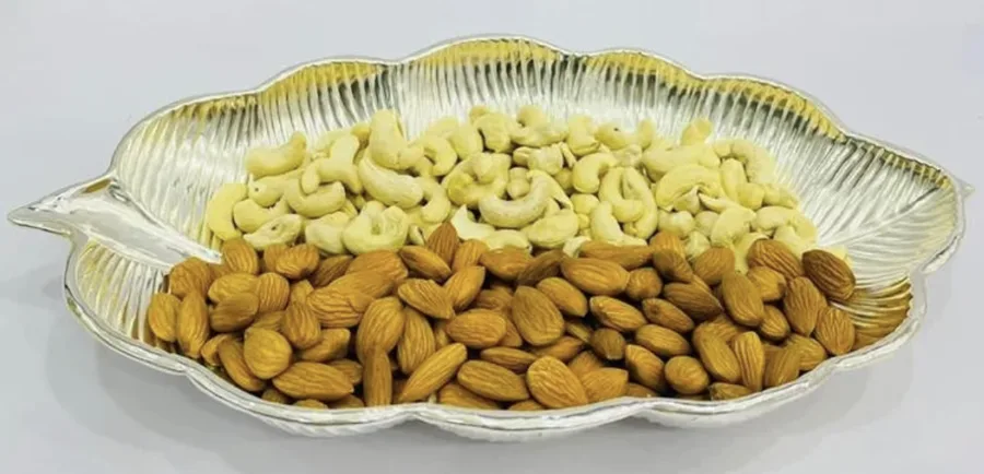 Silver Plated Leaf Dry-Fruit Platter