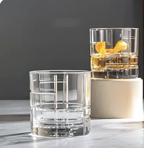 Check-Pattern Double Rocks Glass