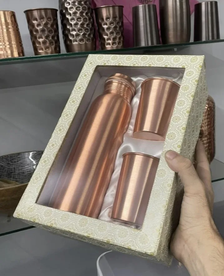 Classic Copper Bottle & Glass Set