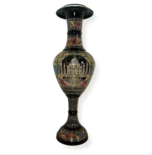 Taj Mahal Meenakari Brass Vase