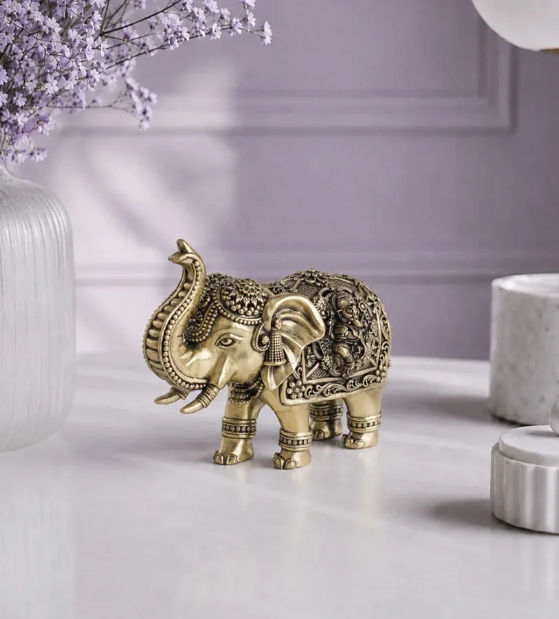 Elephant with Lakshmi & Ganesha