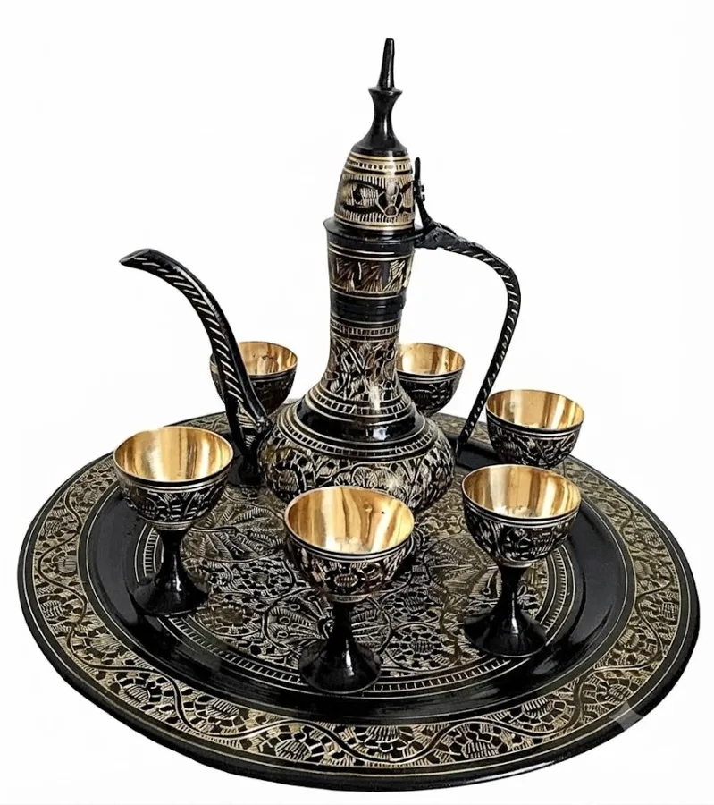 Brass Black Wine Set