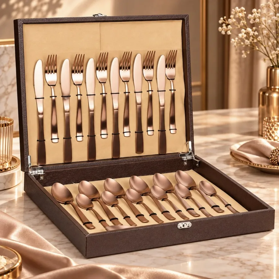 Copper-Finish 24-Piece Cutlery Set